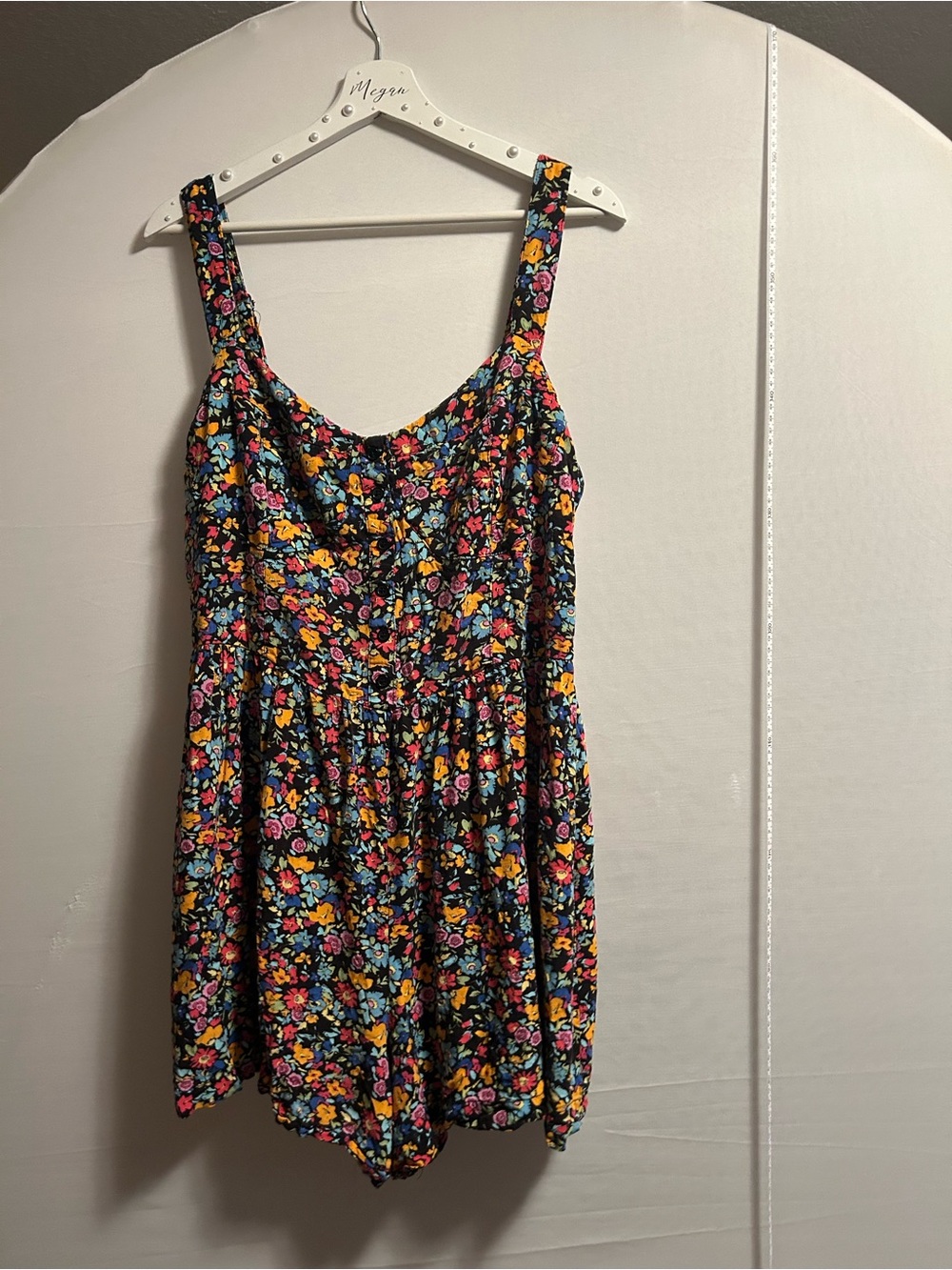 Black Floral romper with Pink & Yellow Bouquet